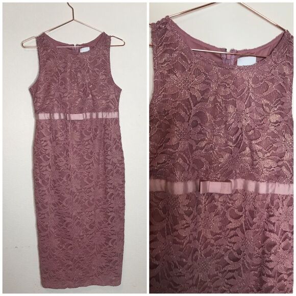ASOS‎ maternity lace and satin bow midi dress - Picture 1 of 5